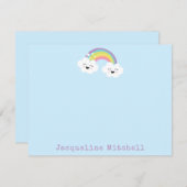 Niedlicher Regenbogen Kawaii Cloud Faces Pastellbl Dankeskarte (Vorne/Hinten)