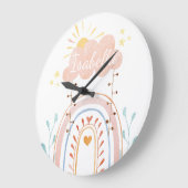 Niedlicher Regenbogen Kinder Baby Kinderzimmer Große Wanduhr (Winkel)