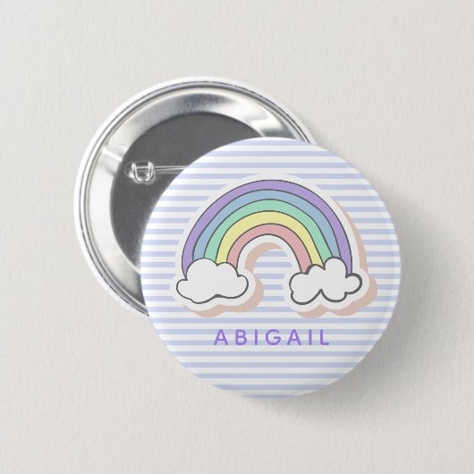 Niedlicher Regenbogen - Lavendel gestreifte Kinder Button (Vorne & Hinten)