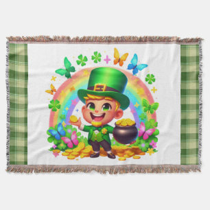 Niedlicher Regenbogen-Leprechaun mit Gold Decke
