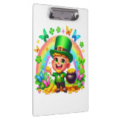 Niedlicher Regenbogen-Leprechaun mit Gold Klemmbrett (Rechts)