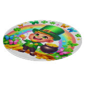 Niedlicher Regenbogen-Leprechaun mit Gold Schneidebrett (Ecke)