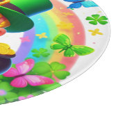 Niedlicher Regenbogen-Leprechaun mit Gold Schneidebrett (Ecke)