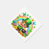 Niedlicher Regenbogen-Leprechaun mit Gold Serviette (Ecke)