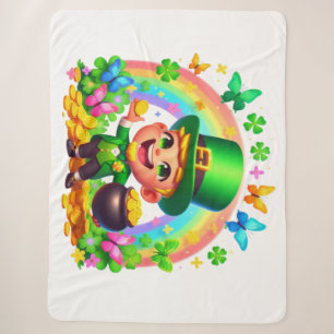 Niedlicher Regenbogen-Leprechaun mit Gold Sherpadecke