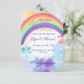 Niedlicher Regenbogen Magische Geburtstagseinladun Einladung (Stehend Vorderseite)