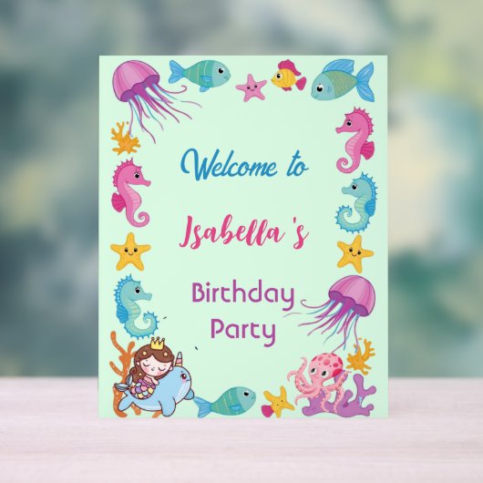 niedlicher Regenbogen-Meerjungfisch bis Geburtstag Acrylschild (Neutral)