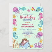 niedlicher Regenbogen-Meerjungfisch bis Geburtstag Save The Date (Vorderseite)