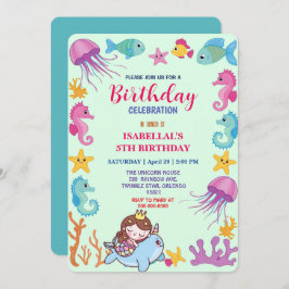 niedlicher Regenbogen-Meerjungfisch bis Geburtstag Save The Date