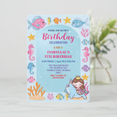 niedlicher Regenbogen-Meerjungfisch bis Geburtstag Save The Date (Stehend Vorderseite)