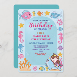 niedlicher Regenbogen-Meerjungfisch bis Geburtstag Save The Date