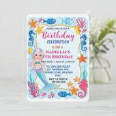 Niedlicher Regenbogen-Meerjungfrau Seepferd Geburt Save The Date (Stehend Vorderseite)