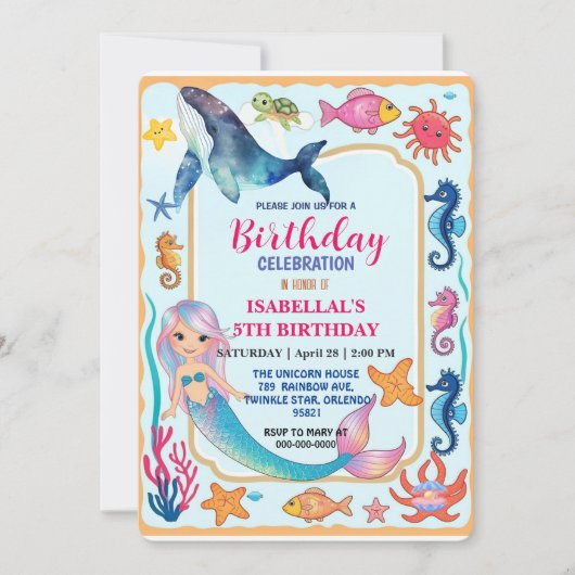 Niedlicher Regenbogen-Meerschildkröte Geburtstag Save The Date (Vorderseite)