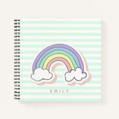 Niedlicher Regenbogen - Minzgrün gestreifte Kinder Notizblock (Vorderseite)