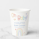 Niedlicher Regenbogen mit Hearts Baby Dusche Pappbecher (Rückseite)