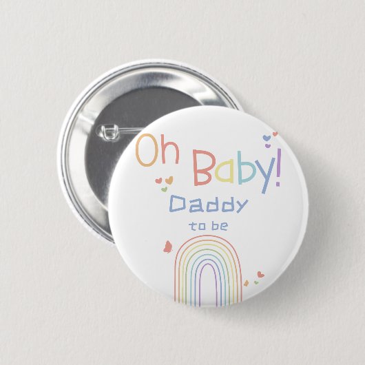 Niedlicher Regenbogen mit Hearts Daddy-to-be Button (Vorne & Hinten)