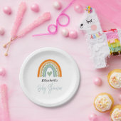 Niedlicher Regenbogen mit Herzbeutel Babydusche Pappteller (Party)