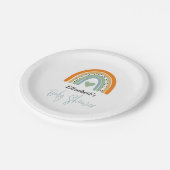 Niedlicher Regenbogen mit Herzbeutel Babydusche Pappteller (Schrägansicht)