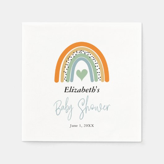 Niedlicher Regenbogen mit Herzbeutel Babydusche Serviette (Vorderseite)