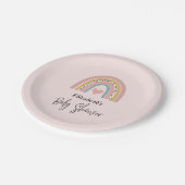 Niedlicher Regenbogen mit Herzmädchendusche Pappteller (Schrägansicht)