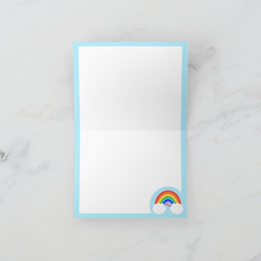 Niedlicher Regenbogen mit rosa Herzen und Wolken (Innenseite)