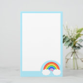 Niedlicher Regenbogen mit weißen Wolken und rosa H Briefpapier (Stehend Vorderseite)