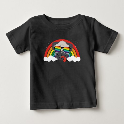 Niedlicher Regenbogen-Mops Baby T-shirt (Vorderseite)