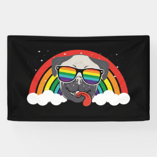 Niedlicher Regenbogen-Mops Banner