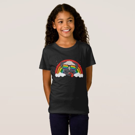 Niedlicher Regenbogen-Mops T-Shirt (Vorne ganz)