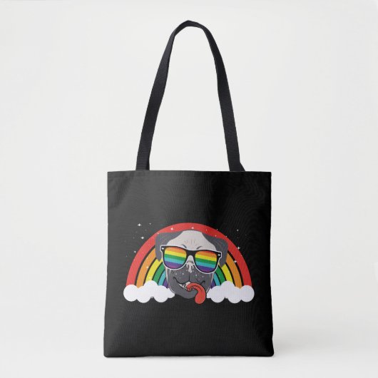 Niedlicher Regenbogen-Mops Tasche (Vorderseite)