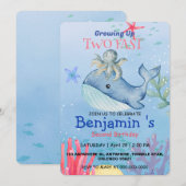 Niedlicher Regenbogen-Oktopus Whale 2. Geburtstag  Einladung (Vorne/Hinten)