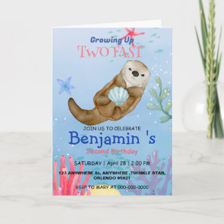 Niedlicher Regenbogen Otter Scallops 2. Geburtstag Einladung