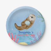 Niedlicher Regenbogen Otter Scallops Geburtstagspa Pappteller (Vorderseite)