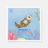 Niedlicher Regenbogen Otter Scallops Geburtstagspa Serviette (Vorderseite)