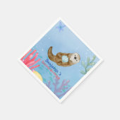 Niedlicher Regenbogen Otter Scallops Geburtstagspa Serviette (Ecke)