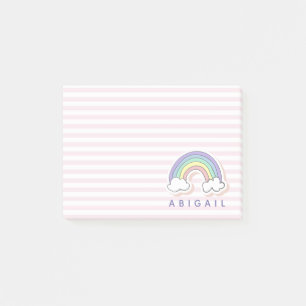 Niedlicher Regenbogen - Personalisiert rosa gestre Post-it Klebezettel
