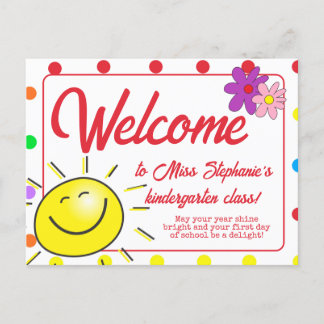 Niedlicher Regenbogen Polka Dot Sunshine Willkomme Postkarte