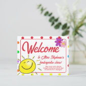 Niedlicher Regenbogen Polka Dot Sunshine Willkomme Postkarte (Stehend Vorderseite)
