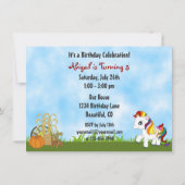 Niedlicher Regenbogen Pony und Stallpferd Geburtst Einladung (Rückseite)