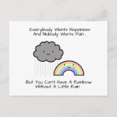 Niedlicher Regenbogen-Regen-Cloud-Glücksfall-Zitat Postkarte (Vorderseite)