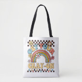 Niedlicher Regenbogen-Retro-Flair bringt dir den M Tasche (Vorderseite)
