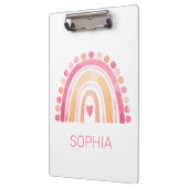 Niedlicher Regenbogen, rosa bohfarbene Wasserfarbe Klemmbrett (Links)