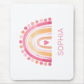 Niedlicher Regenbogen, rosa bohfarbene Wasserfarbe Mousepad (Vorne)