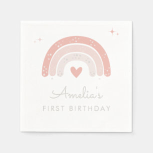 Niedlicher Regenbogen Rosa Girl Geburtstag Serviette