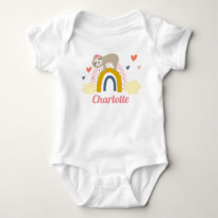 Niedlicher Regenbogen Rosa Persönlicher Name Girl Baby Strampler