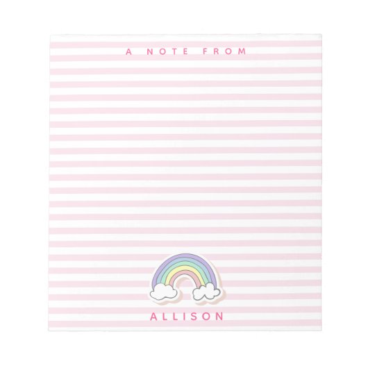 Niedlicher Regenbogen - Rosa Streifen Notizblock (Vorderseite)
