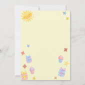 Niedlicher Regenbogen, Sonne und Wolken zum Geburt Einladung (Rückseite)