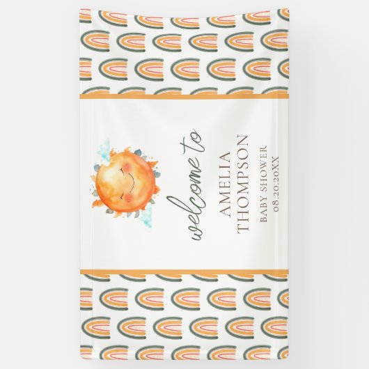 Niedlicher Regenbogen-Sonnenschein Begrüßungsdusch Banner (Vertikal)