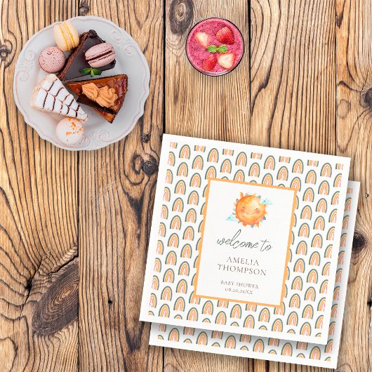 Niedlicher Regenbogen-Sonnenschein Begrüßungsdusch Serviette