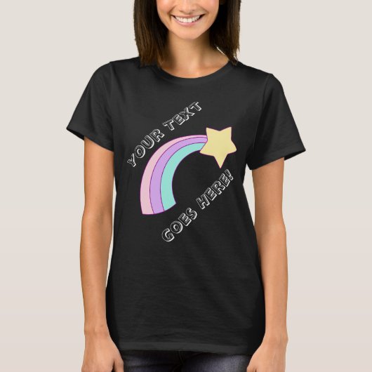 Niedlicher Regenbogen-Stern mit Ihrem Text T-Shirt (Vorderseite)